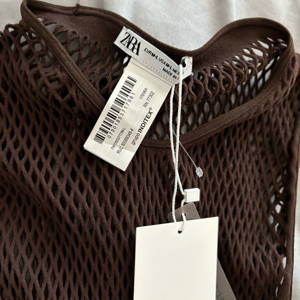 Zara Brown Seamless Mesh Bodysuit - Picture 2 of 3